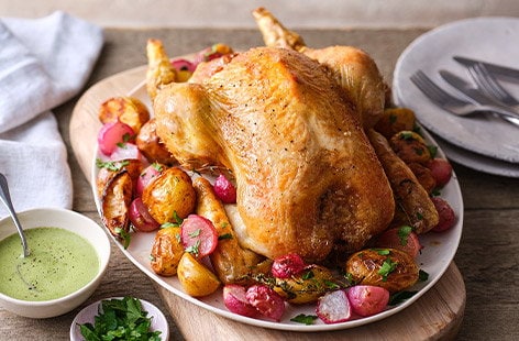 Image of "Roast chicken with green hollandaise"