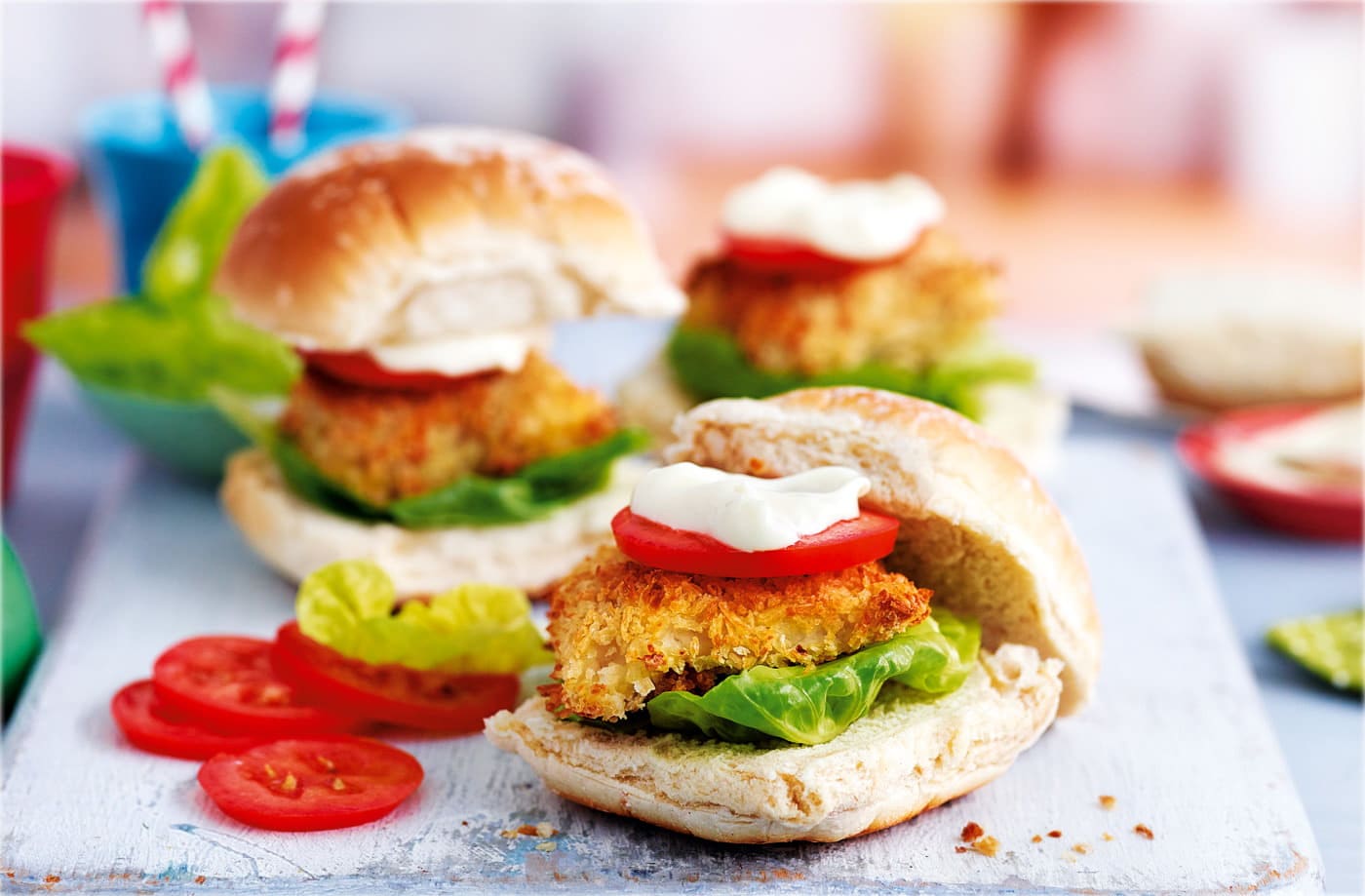 Baked fish burgers