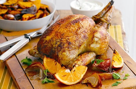 Image of "Indian-spiced chicken with roast squash"