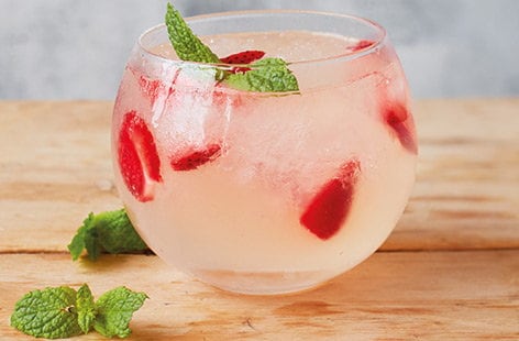 Image of "Strawberry and rhubarb gin and tonic"