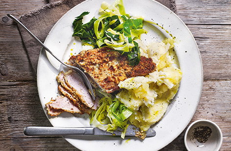 Image of "Sage pork with potato and apple mash"