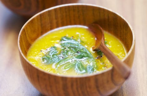 Image of "Cream of pumpkin soup with spinach"