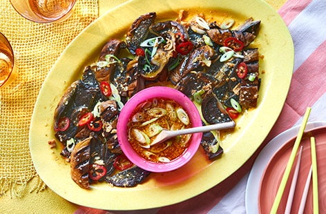 Image of "Grilled mushroom with ssamjang dressing"
