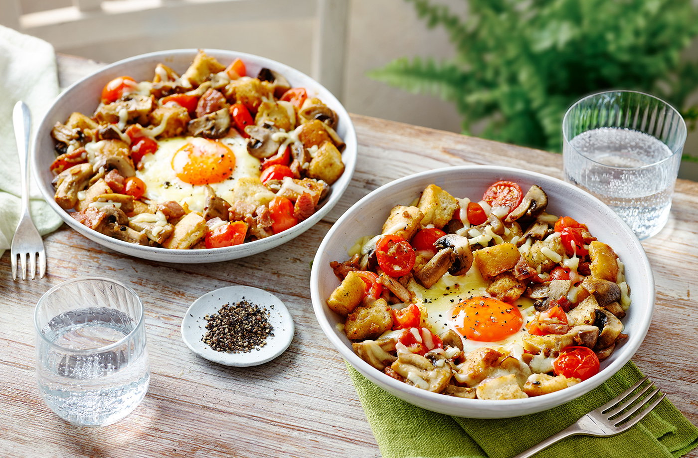 Bacon and mushroom breakfast hash