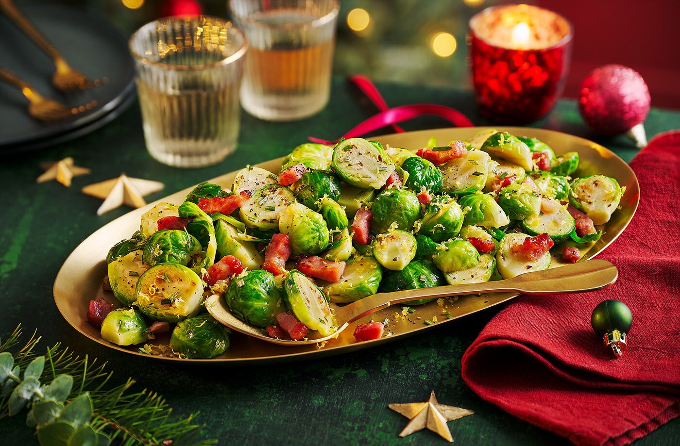 Air-fryer crispy sprouts with lardons