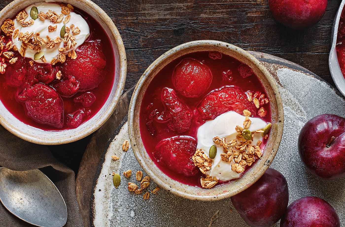 Plum and apple compote