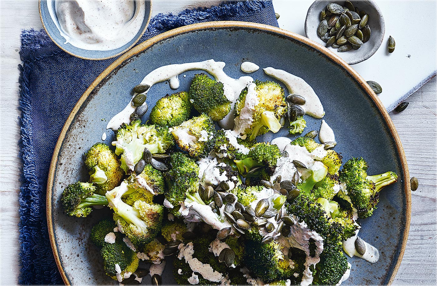 Roasted broccoli with spiced yogurt