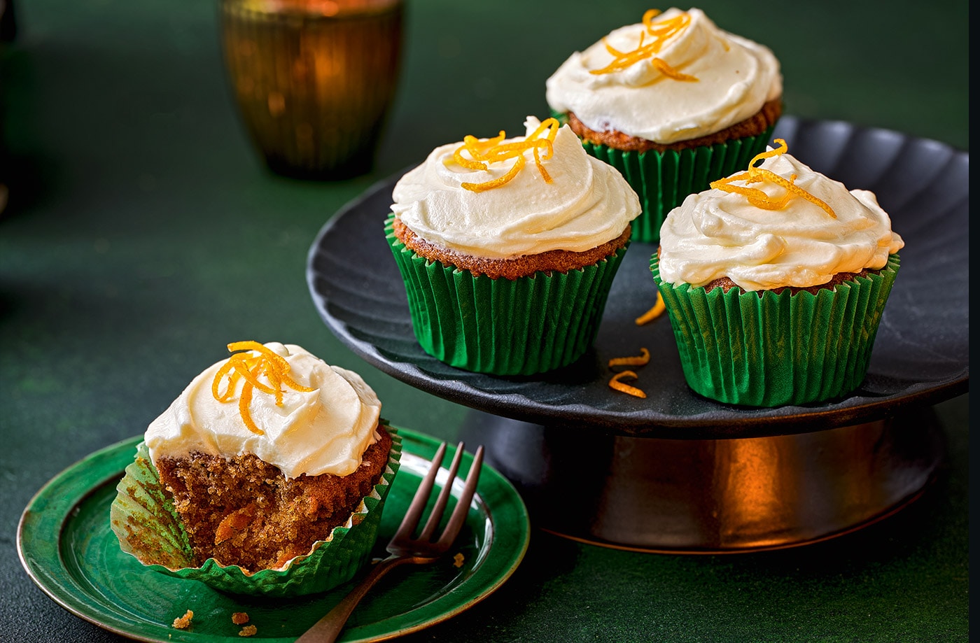 Olive oil carrot cake muffins
