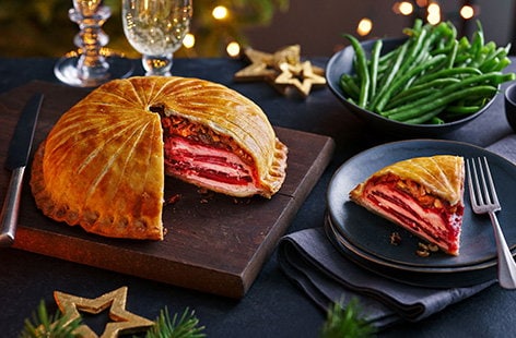 Image of "Beetroot and ricotta stacked pithivier"