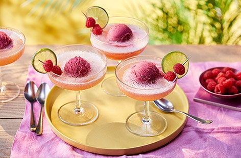 Image of "Orange and raspberry sorbet float"
