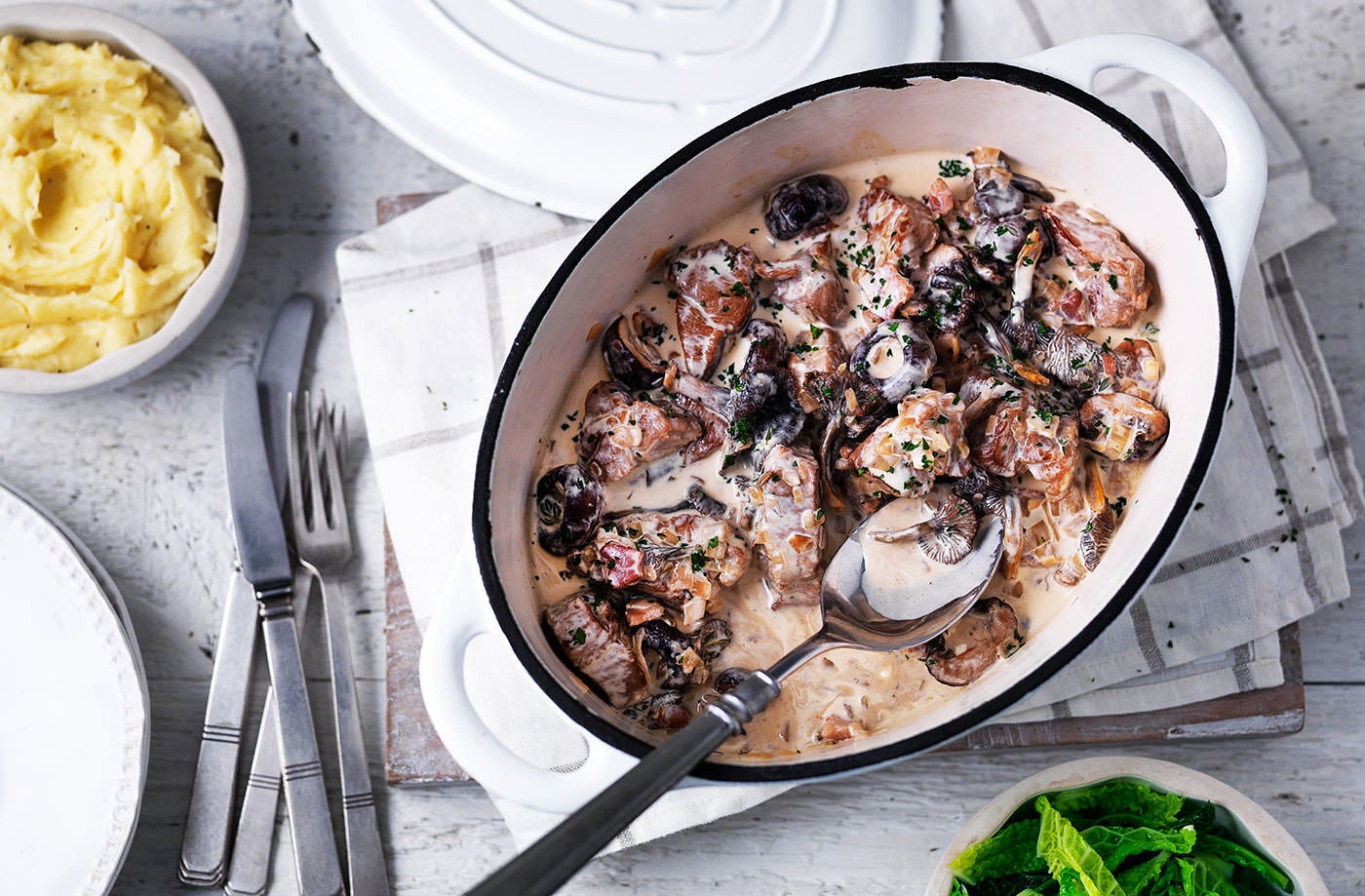 Creamy pork and wild mushroom casserole