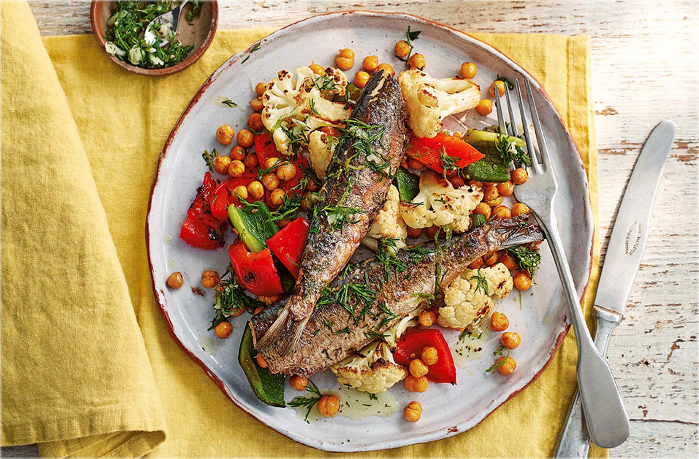 Sardines with roasted cauliflower and lime gremolata