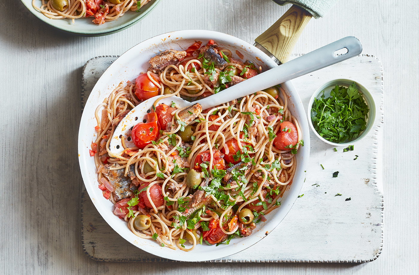 Sardine and tomato spaghetti