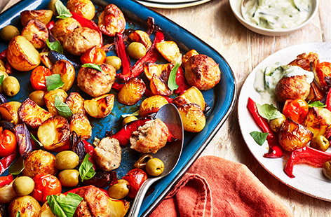Image of "Turkey meatball traybake"