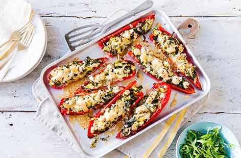 Image of "Turkey and spring green stuffed peppers "