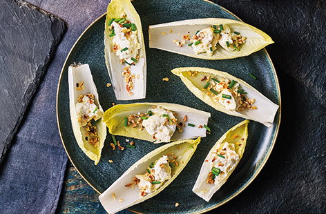 Image of "Honeyed goat's cheese chicory boats"