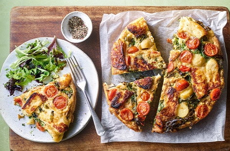 Image of "Halloumi, potato and spring greens frittata"