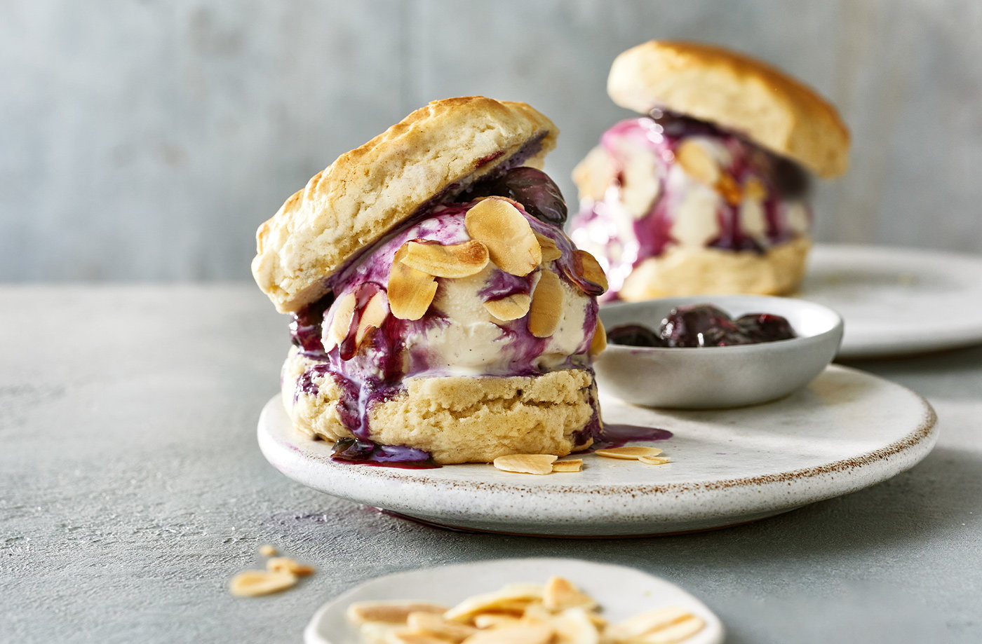 Blueberry ice cream scone sandwiches