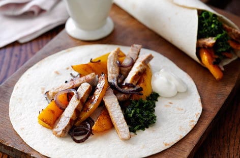 Image of "Pork fajitas with coriander salsa"