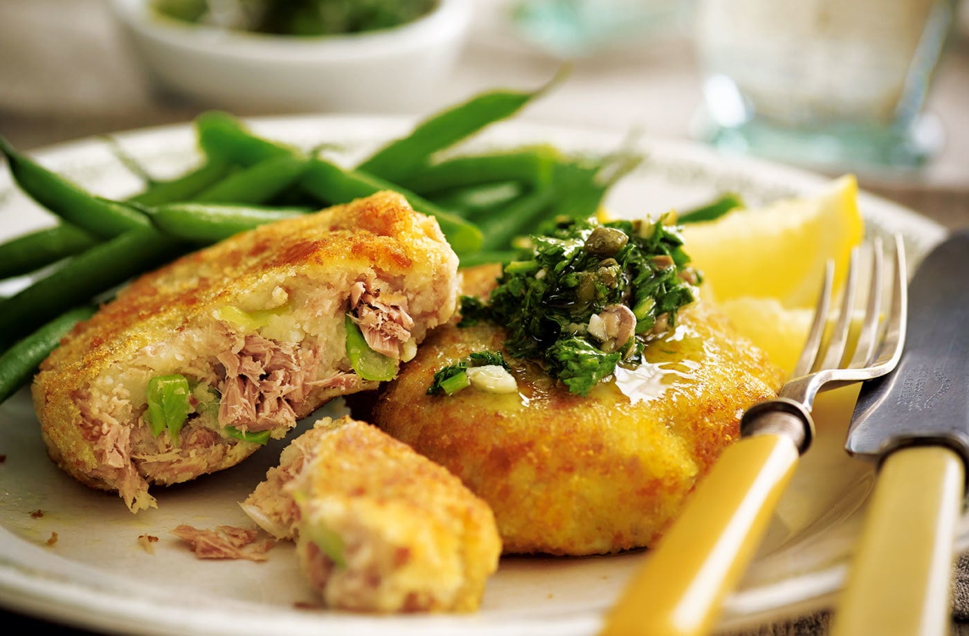 Tuna fishcakes with salsa verde