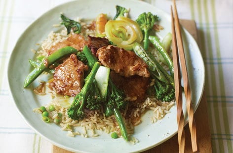 Image of "Pork fillet stir-fry with oriental greens"