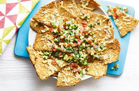 Image of "Cauliflower ‘nachos’ with cucumber salsa"