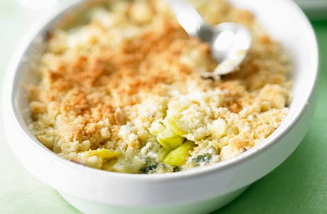 Image of "Leek and blue cheese crumble"