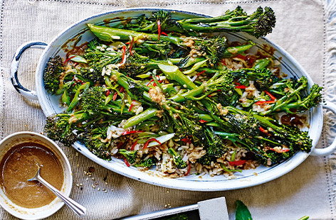 Image of "Roasted broccoli and rice salad with miso"