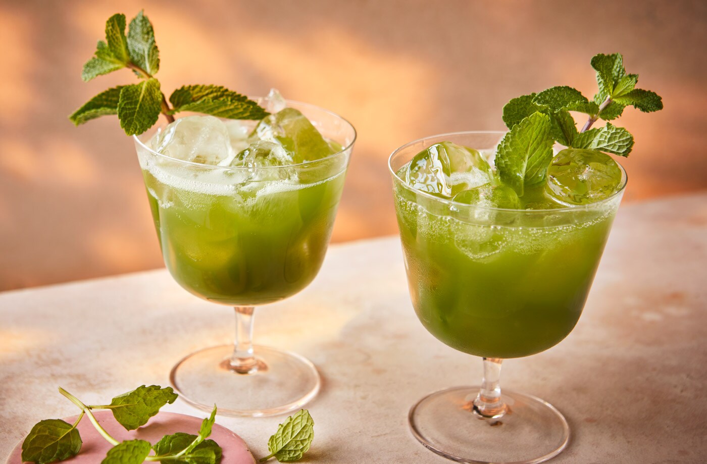 Elderflower matcha spritz