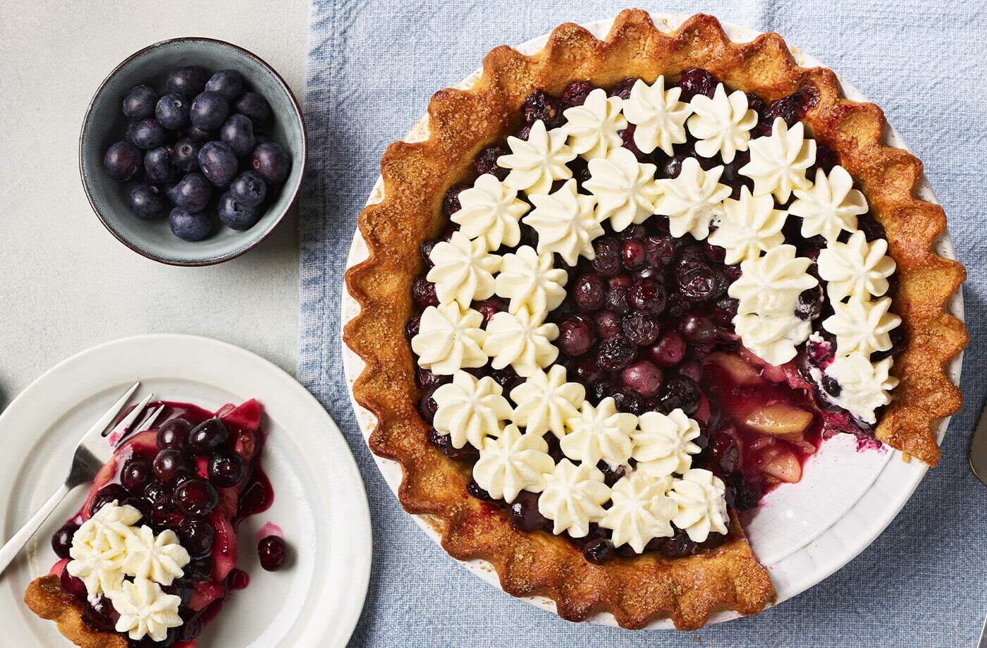 Apple and blueberry pie