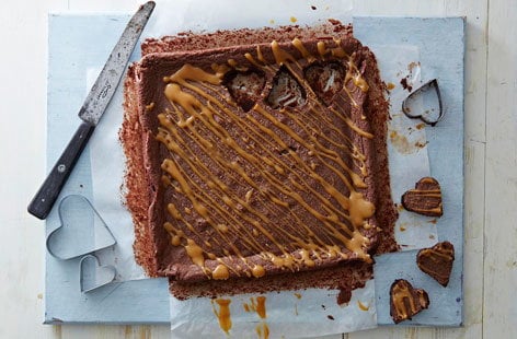 Image of "Heart-shaped salted caramel brownies"