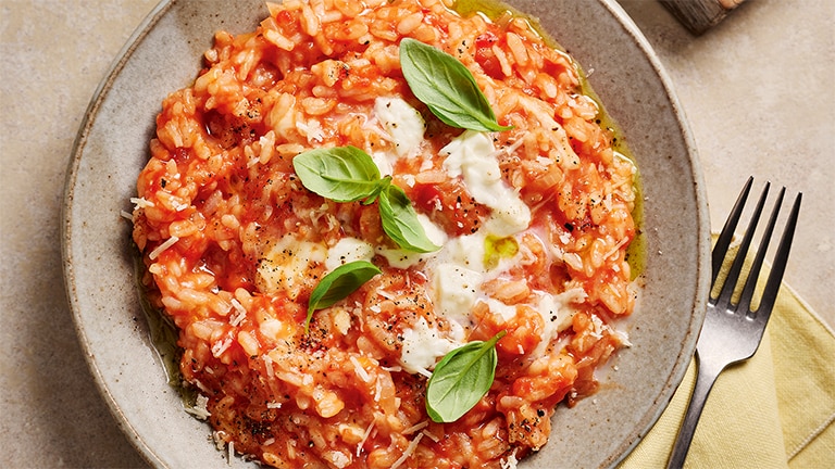 Microwave Caprese risotto