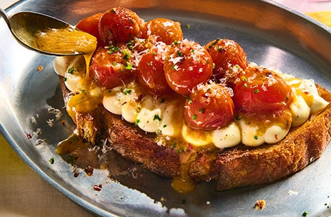 Image of "Cheese and tomatoes on toast"