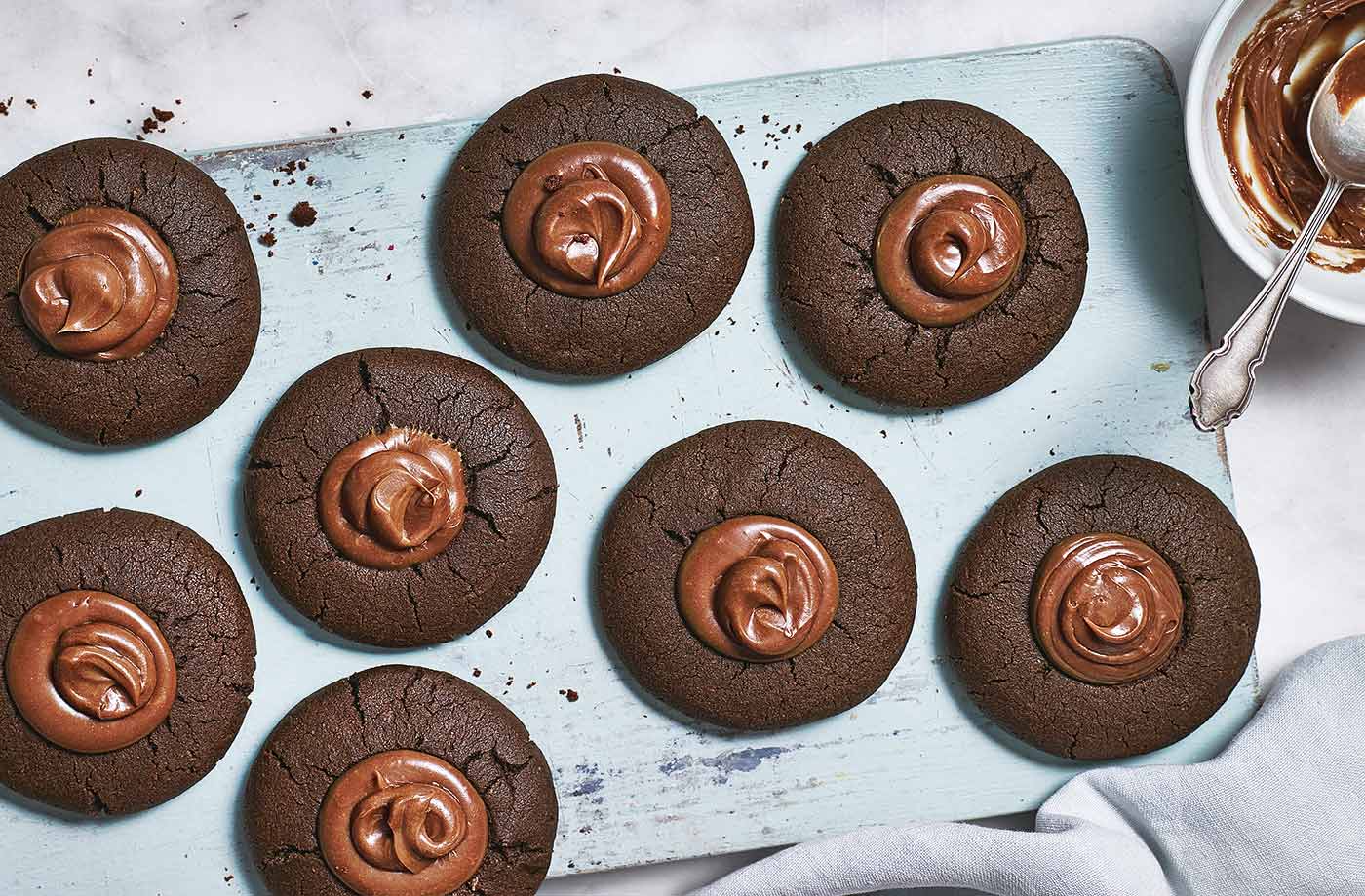 Peanut butter and chocolate thumbprint cookies