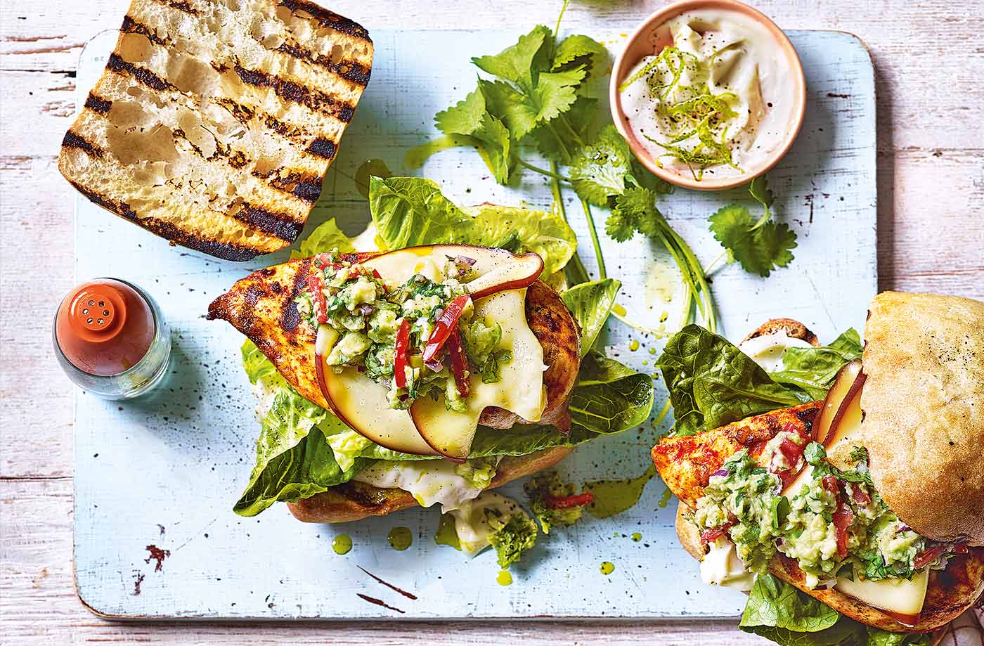 Mexican-style chicken burgers