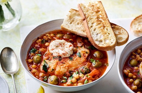 Image of "Spanish-style hake and chickpea stew"