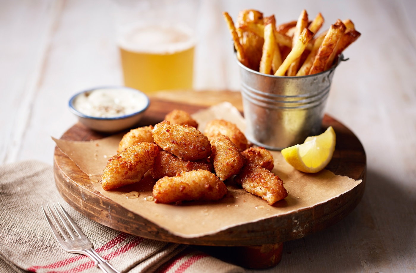 Scampi with salt and vinegar chips