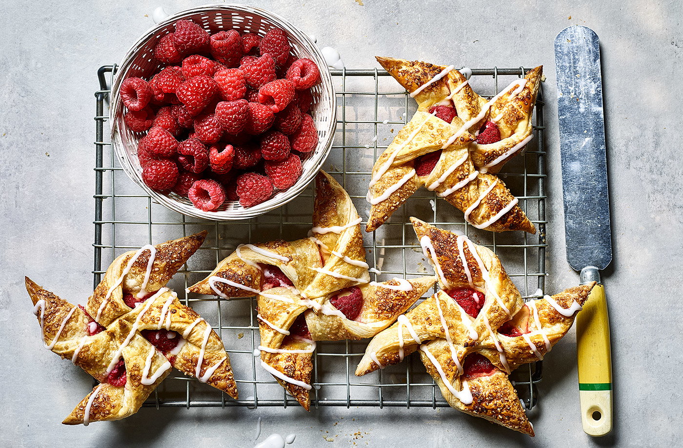 Raspberry custard Danish pastries