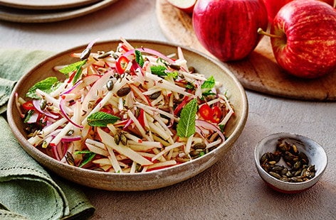 Image of "Apple, red onion and mint slaw"