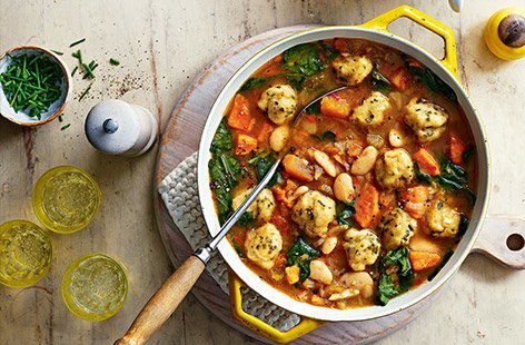 Image of "Chunky veg stew with cheesy dumplings "