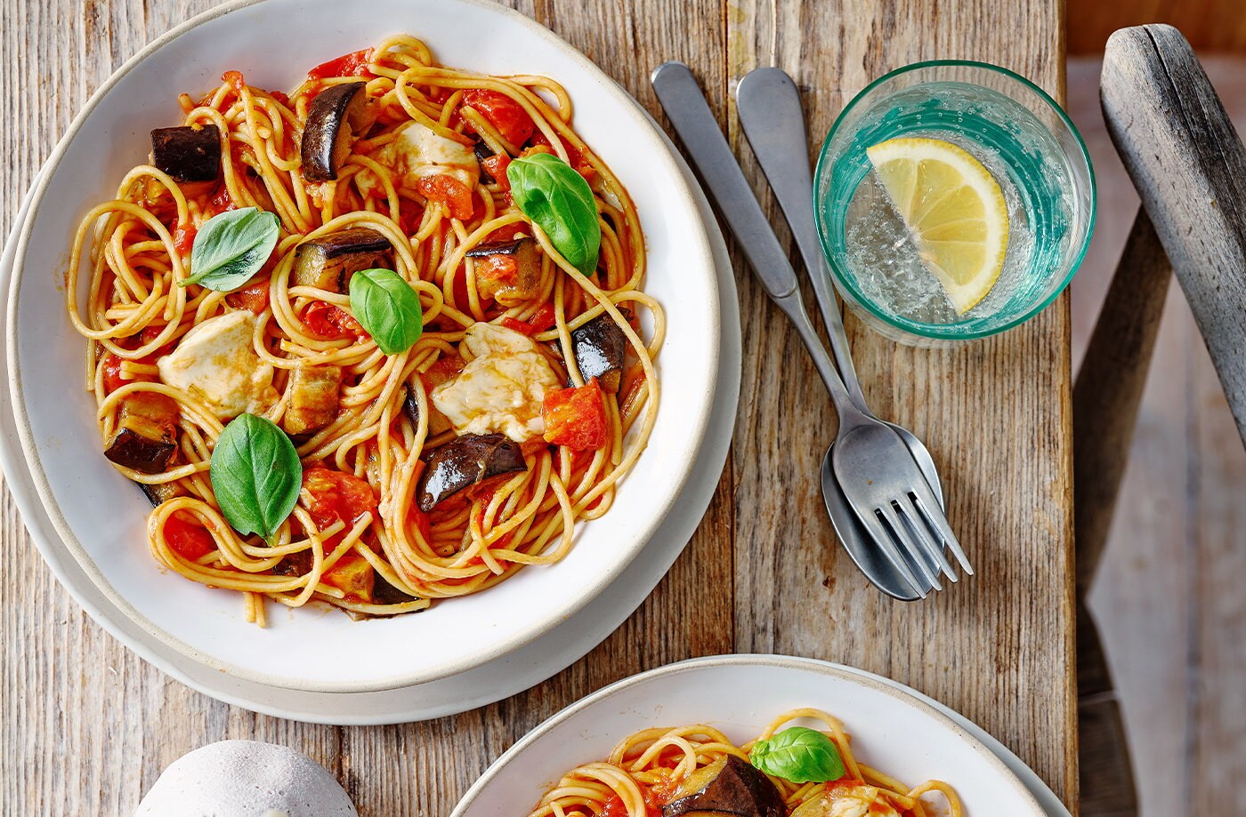 Aubergine Parmigiana one-pot pasta