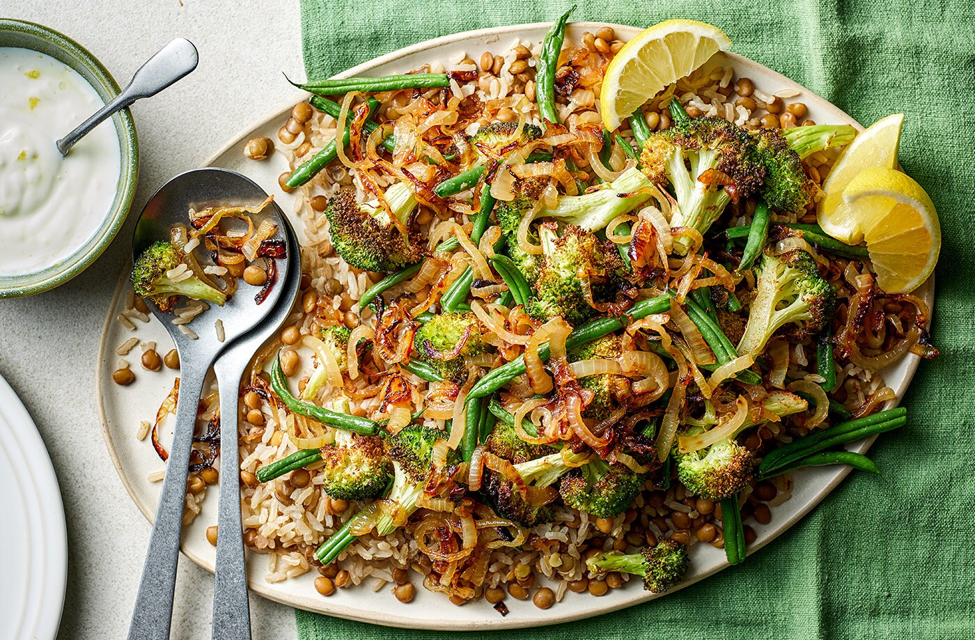 Spiced rice and charred broccoli
