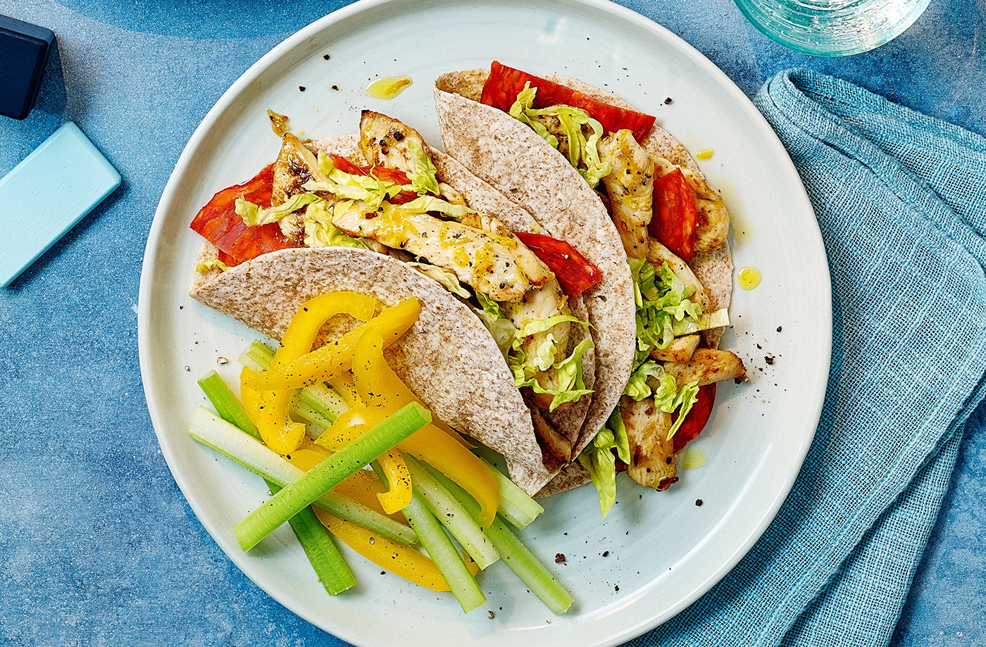 Chicken and chorizo wraps