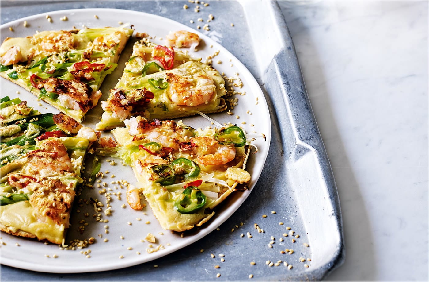 Korean prawn and spring onion pancake