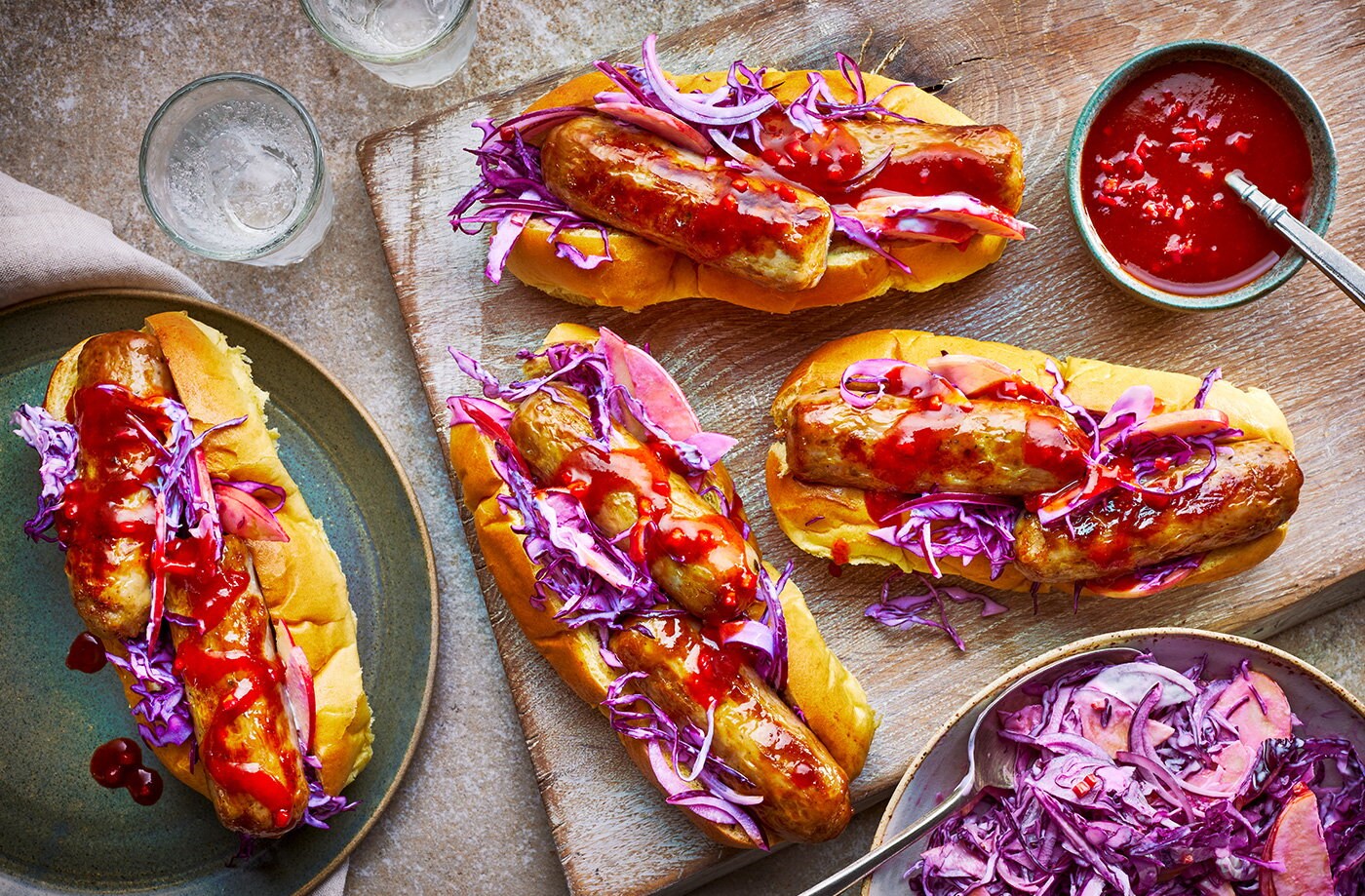 Toffee apple banger hot dogs