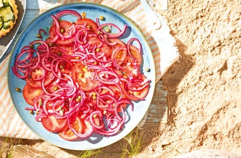 Image of "Tomato, pickled red onion and caper salad"