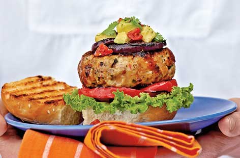 Image of "Spiced turkey burgers with guacamole"