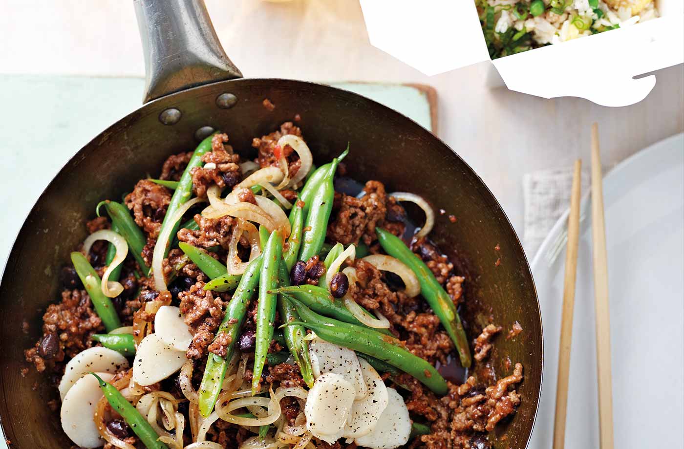 Chilli beef and bean stir-fry