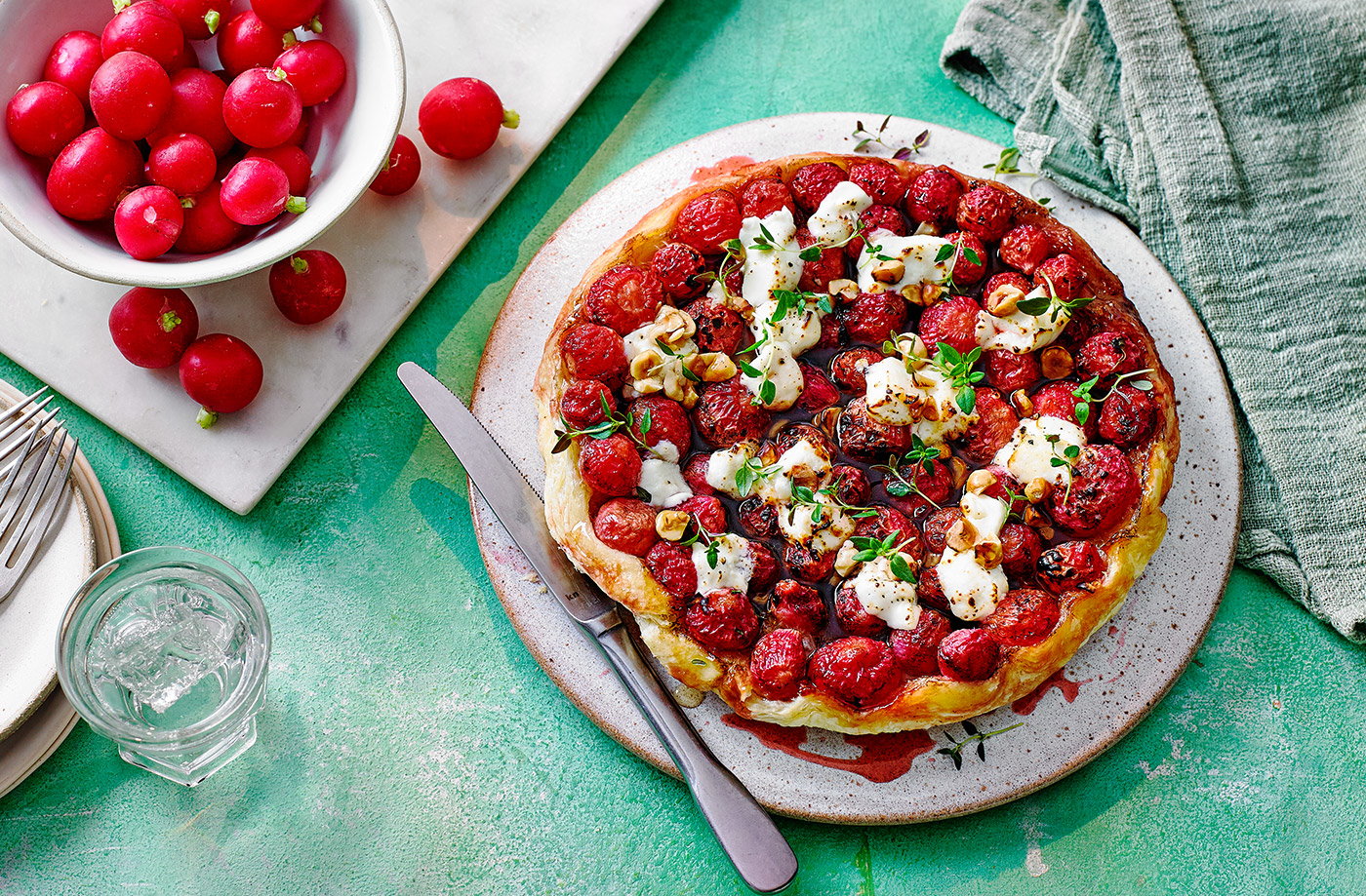 Caramelised radish and goat's cheese tarte Tatin