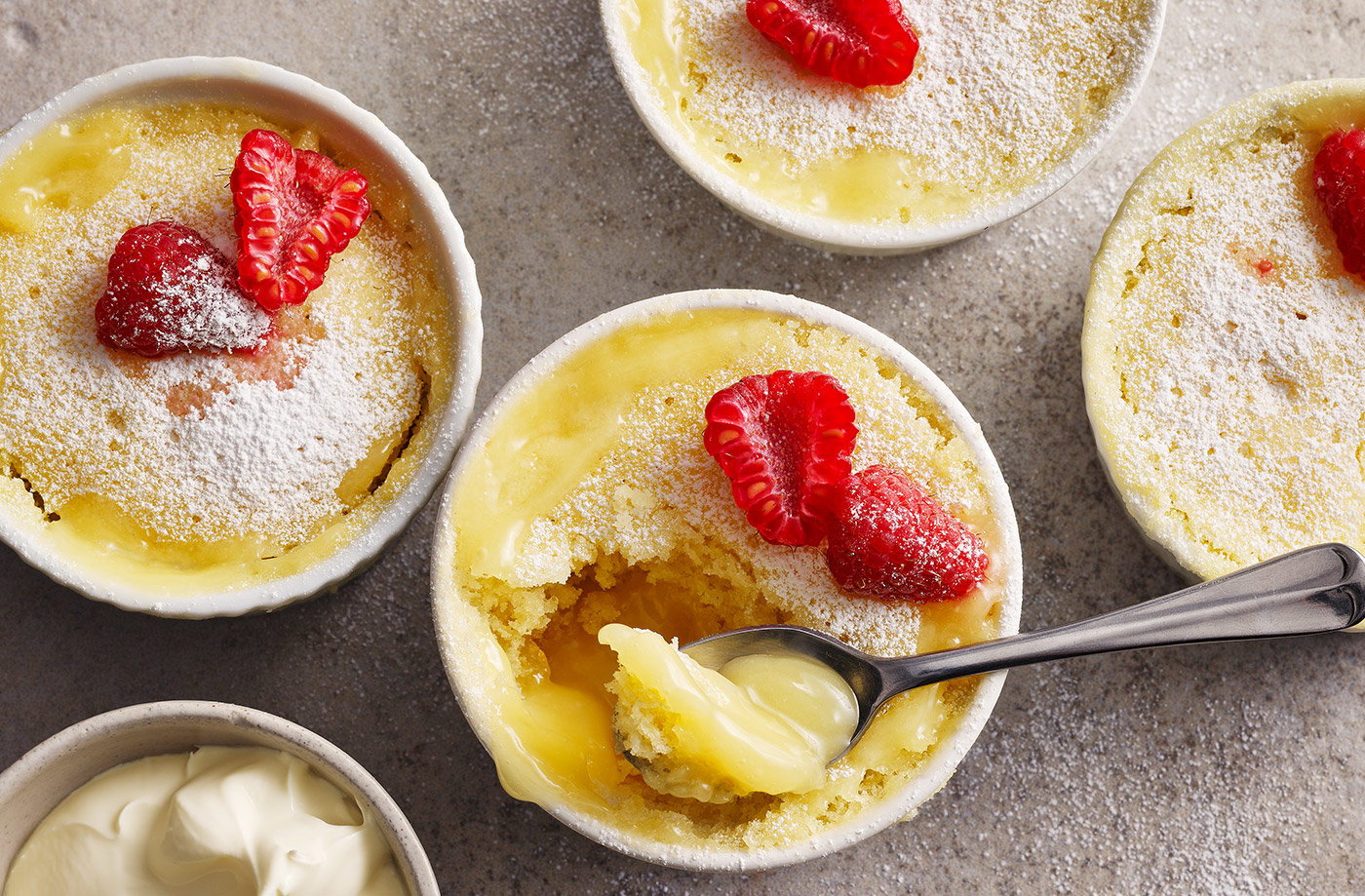 Microwave lemon puddings